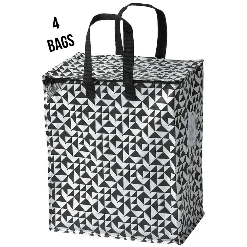 4 Geometric Black and White Tote Bags